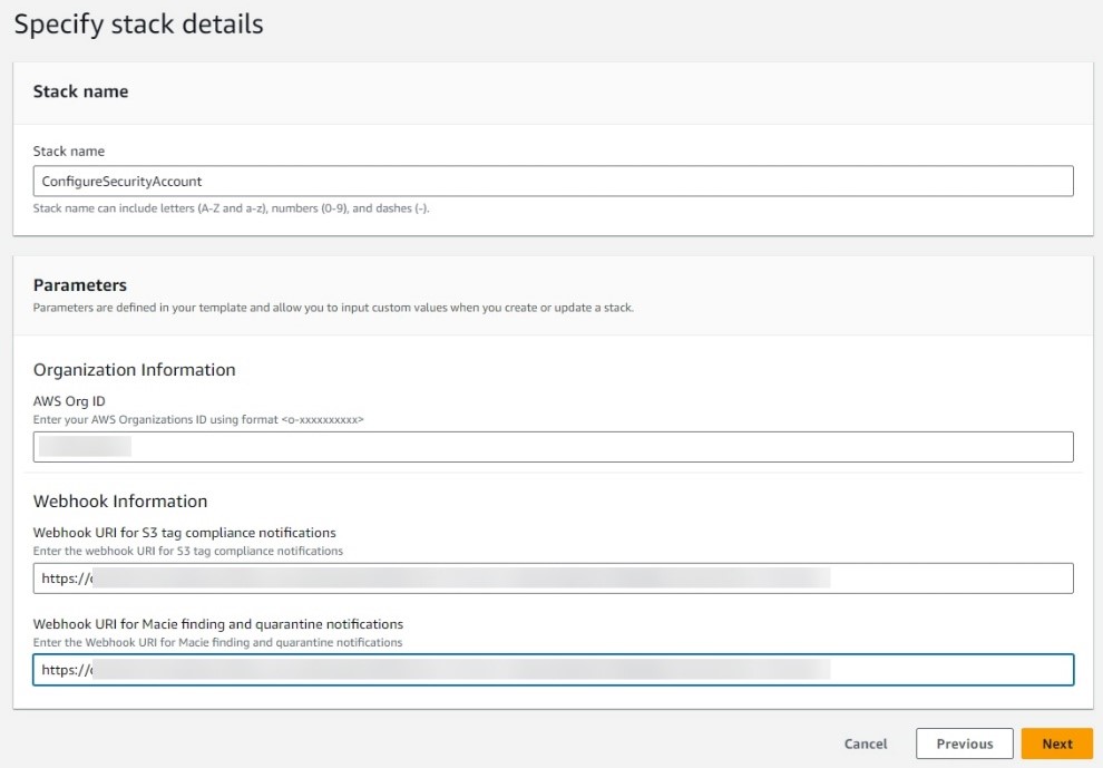 Figure 5: Security account stack details