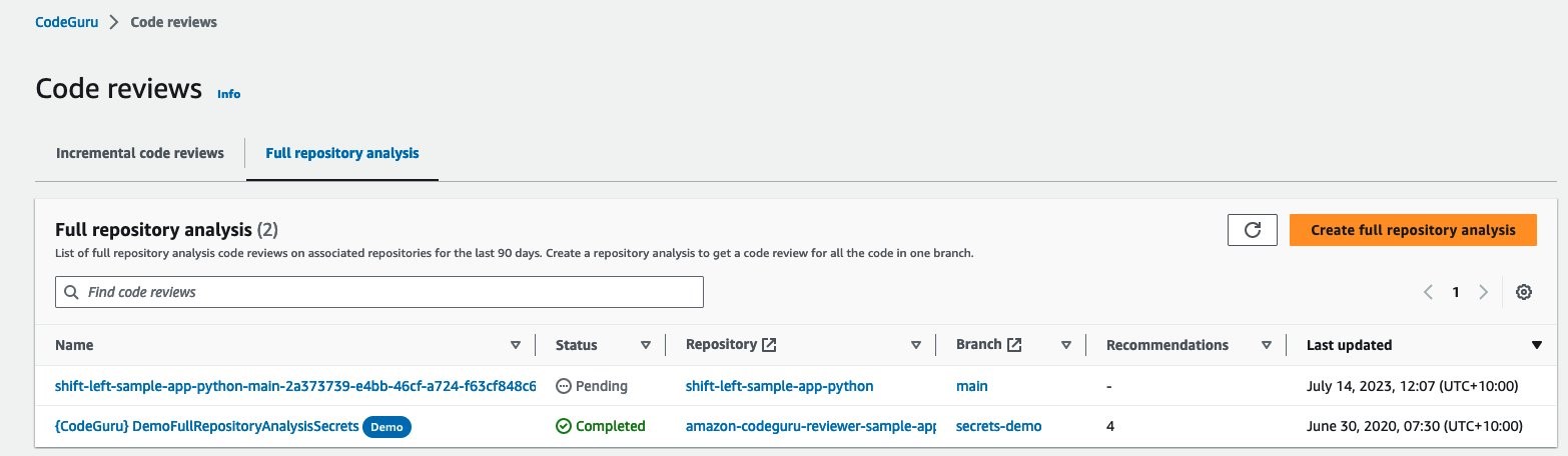 Figure 6: CodeGuru full analysis pending