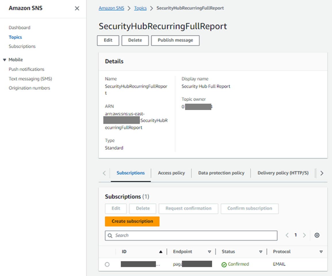 Figure 3: SNS email subscription