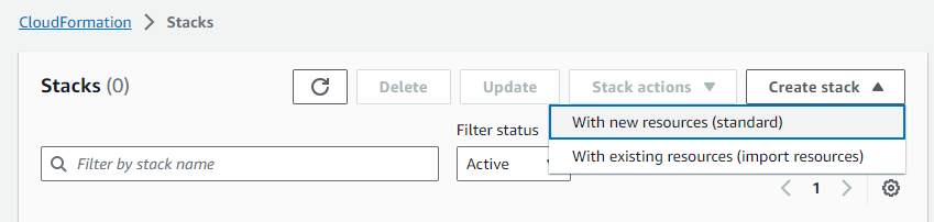 Figure 7: Create stack with new resources