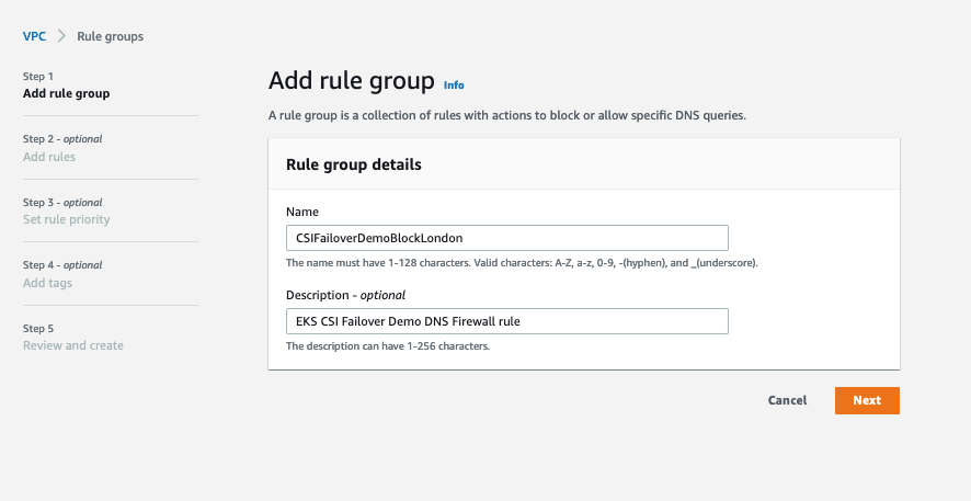 Figure 2: Add rule group