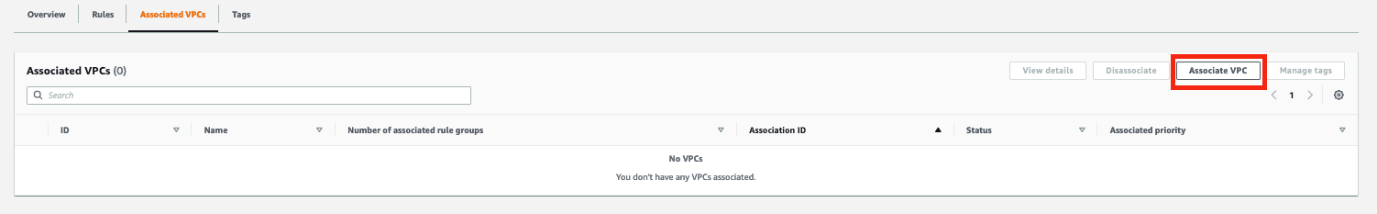 Figure 5: Associate VPC