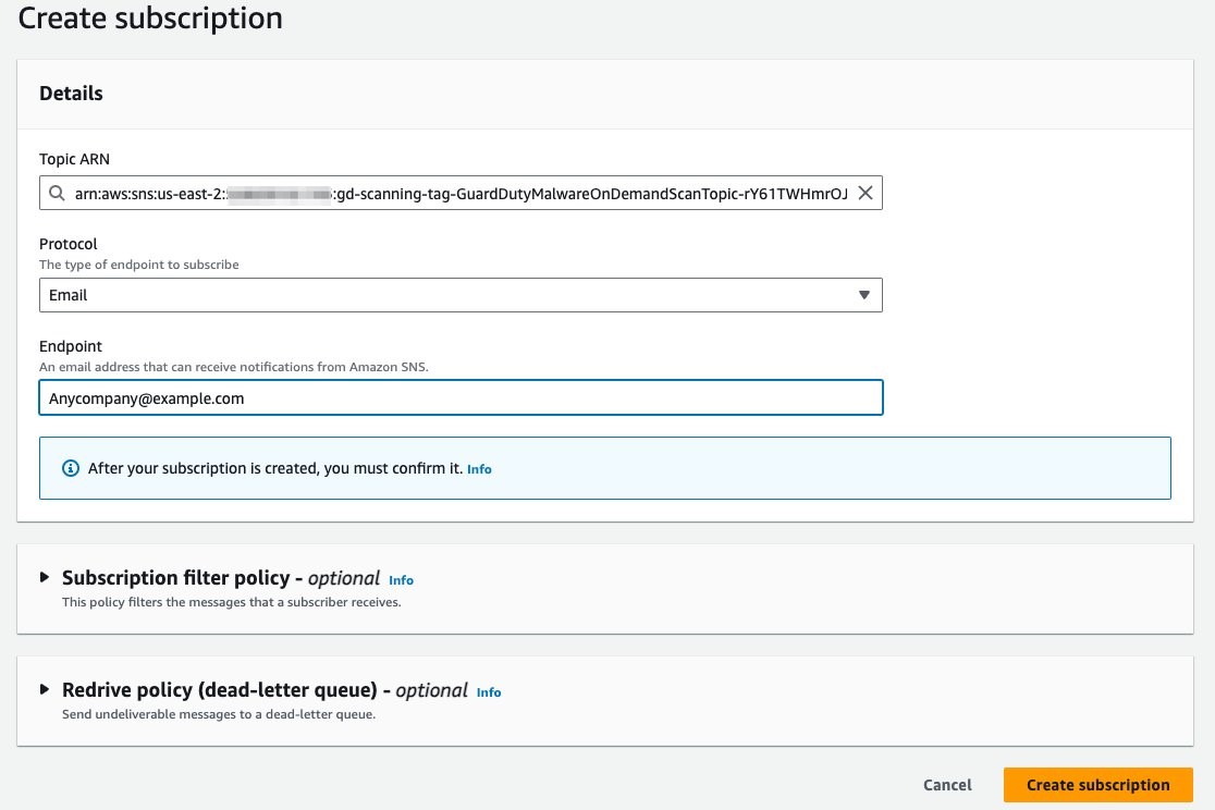 Figure 3: Amazon SNS topic subscription