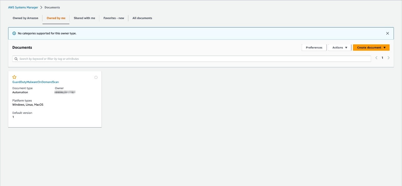 Figure 4: Systems Manager documents listing