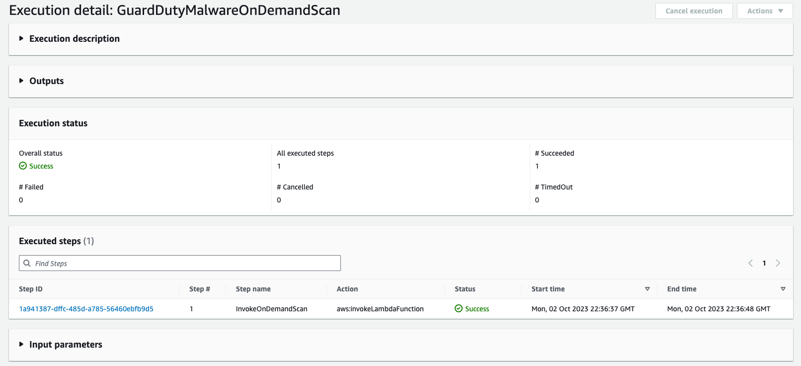 Figure 6: Automation document execution detail