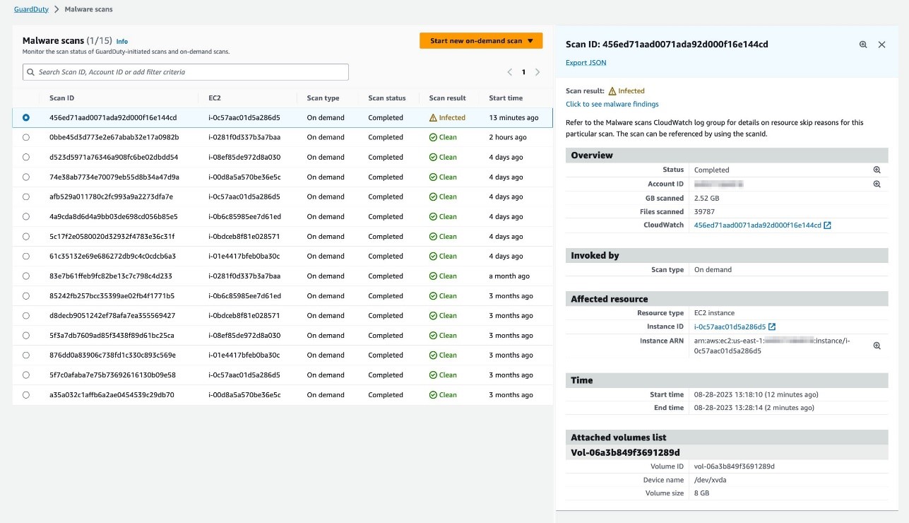 Figure 9: GuardDuty malware scan details