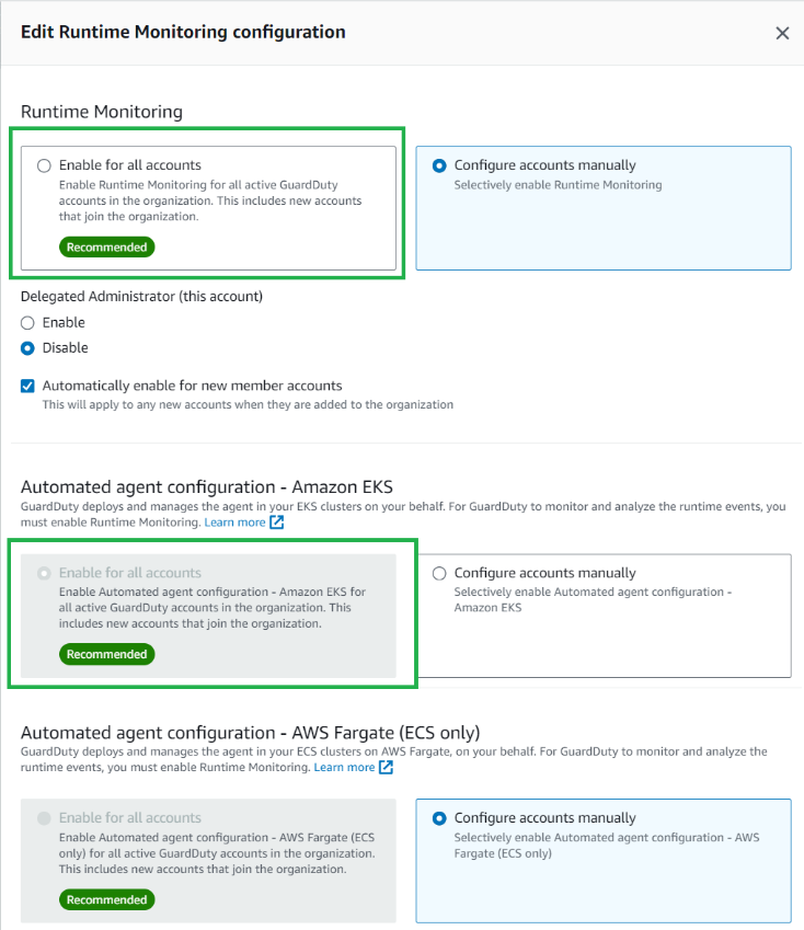 Figure 4: Edit GuardDuty Runtime Monitoring configuration