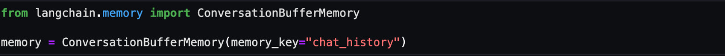 Figure 10: LangChain conversation buffer memory setting
