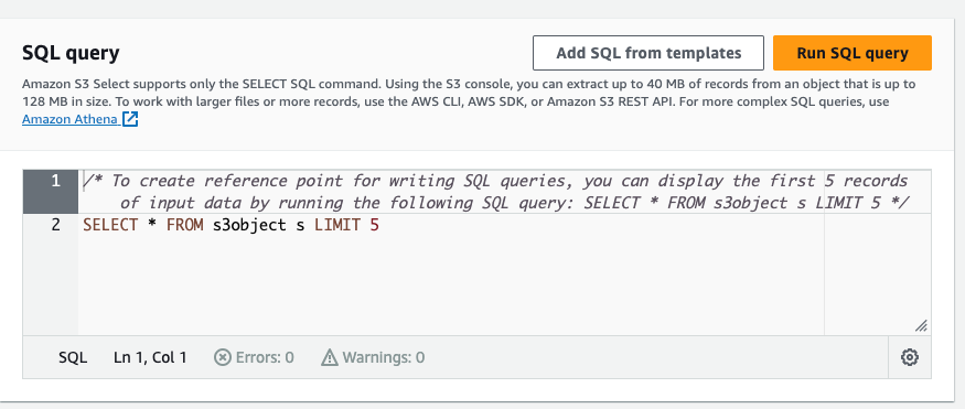 Figure 3: Amazon S3 Select