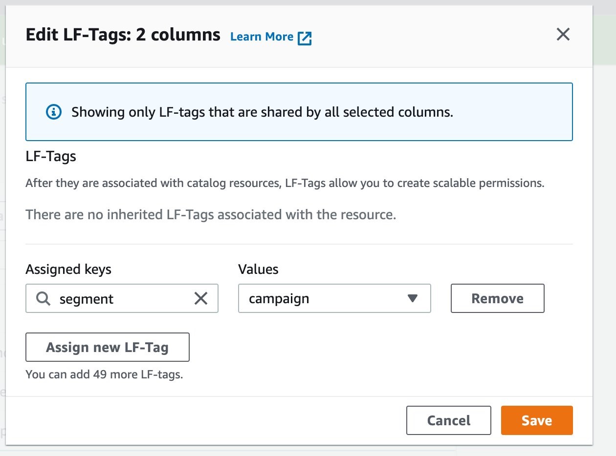 Figure 10: Editing tags in Lake Formation tables