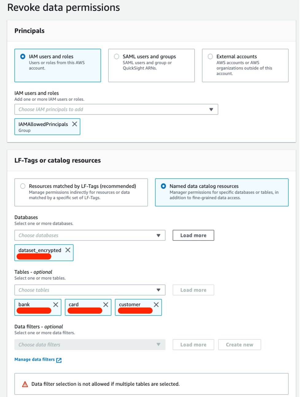 Figure 12: Revoke SUPER access to the IAMAllowedPrincipals group