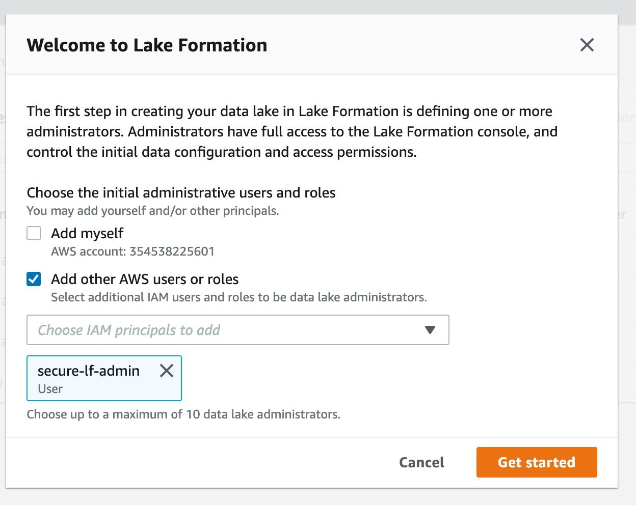 Figure 5: Lake Formation deployment process