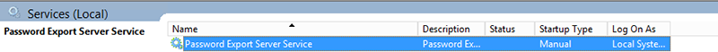 Figure 6: Start the Password Export Server Service