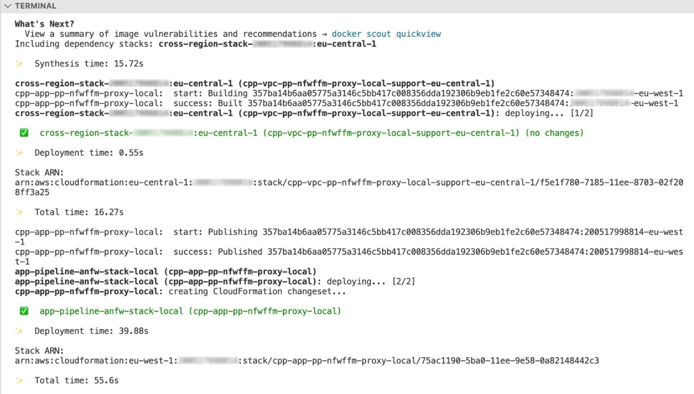 Figure 3: Example output of application pipeline deployment