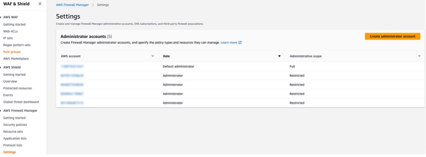 Figure 3: AWS Firewall Manager settings to update policy types