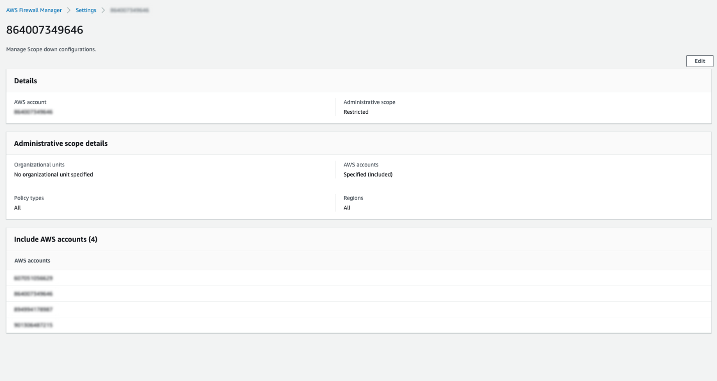 Figure 6: The administrative scope details for the admin