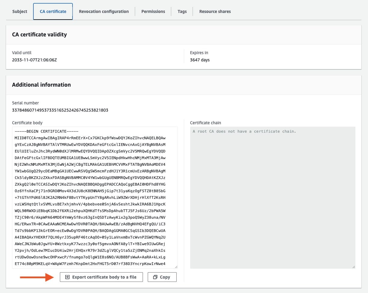 Figure 2: Export the CA certificate