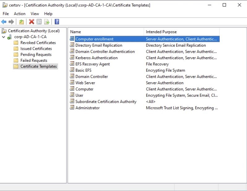 Figure 3: Identify certificate templates