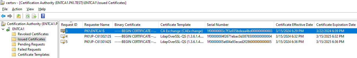 Figure 9: Certificate Authority MMC