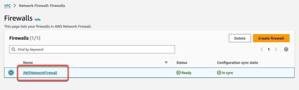 Figure 11: Select the firewall to edit the policy