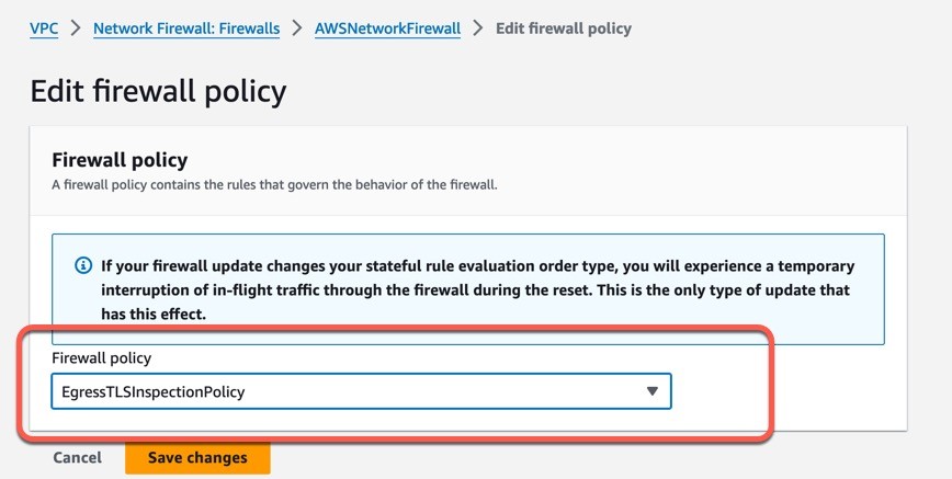 Figure 14: Modify the policy applied to the firewall