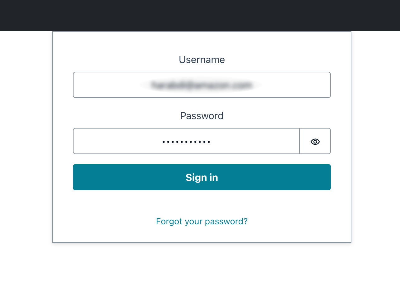 Figure 3: Example user signing in to the Amazon Cognito hosted UI