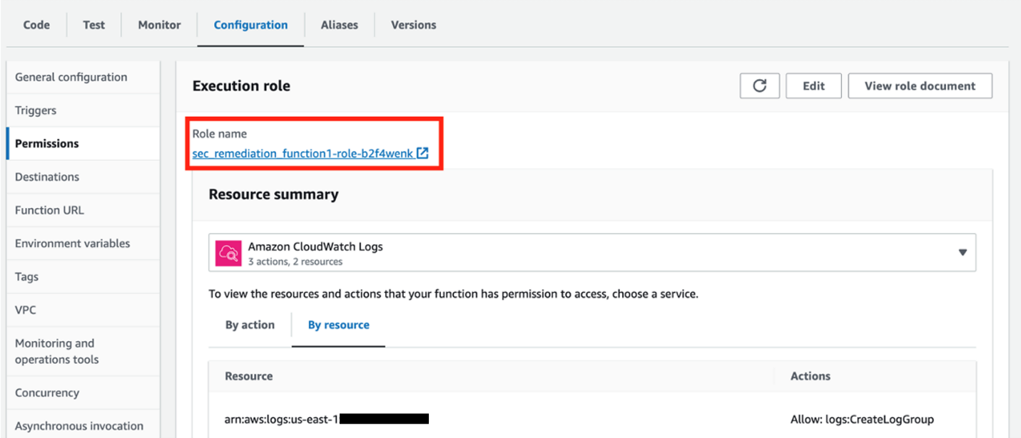 Figure 6: Lambda role in the AWS console