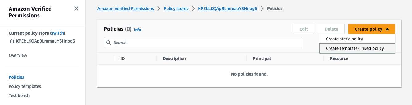 Figure 12: Create new template-linked policy