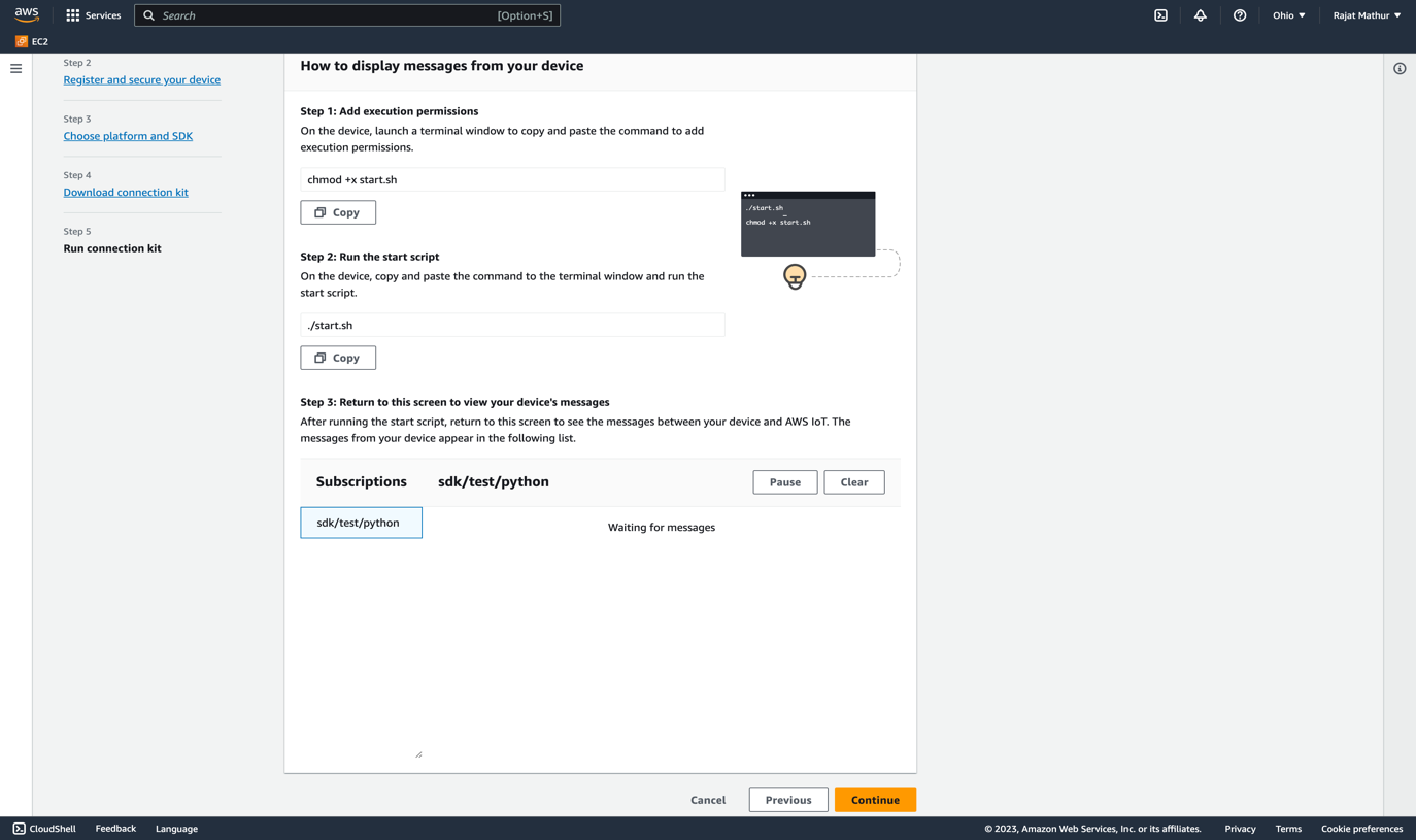 Figure 20: How to display messages from an IoT device