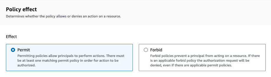 Figure 8: Define the policy effect