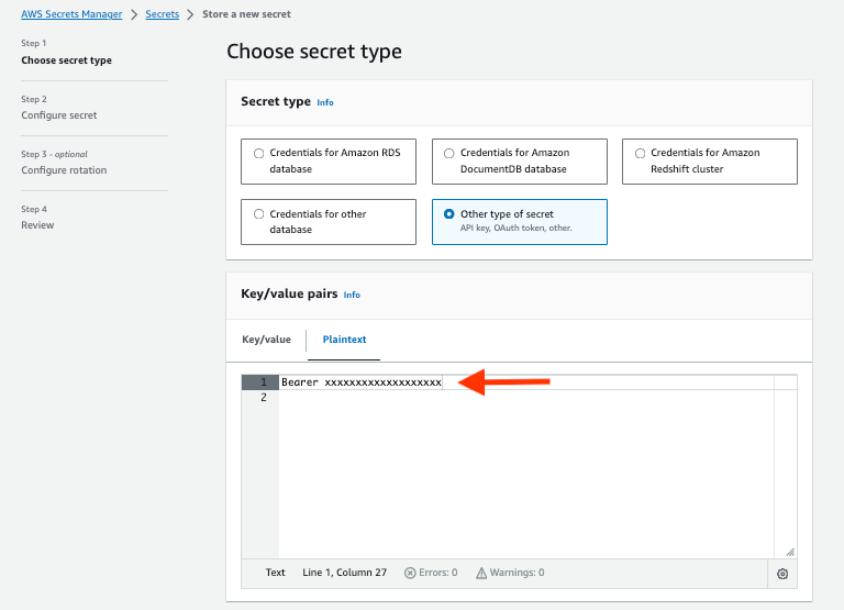 Figure 4: Add the secret