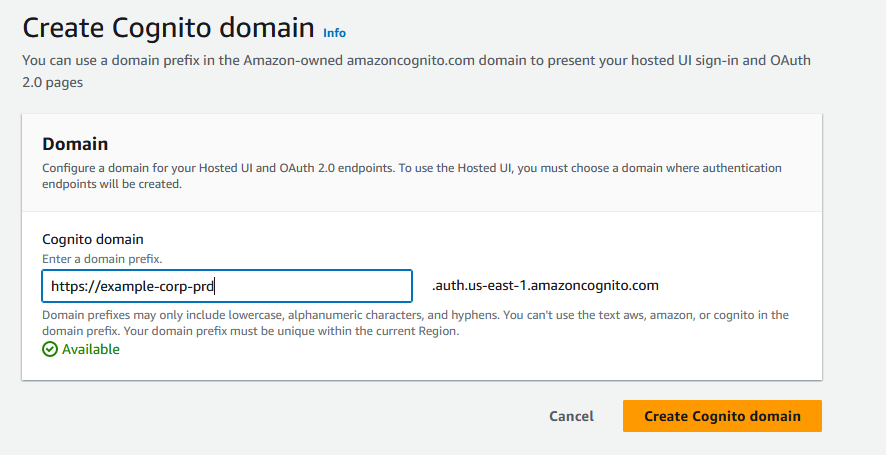 Figure 3: Add a domain prefix