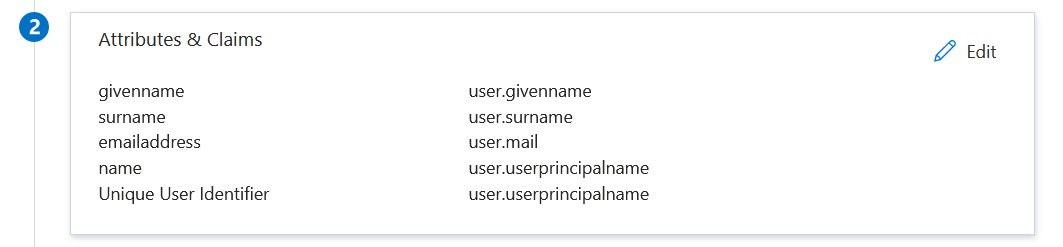 Figure 7: Entra ID Attributes & Claims