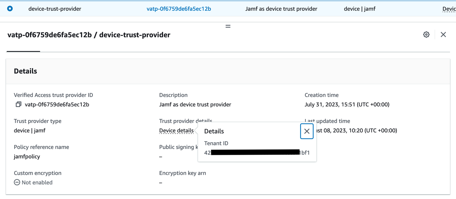 Figure 7: This screenshot shows the device trust provider has been created