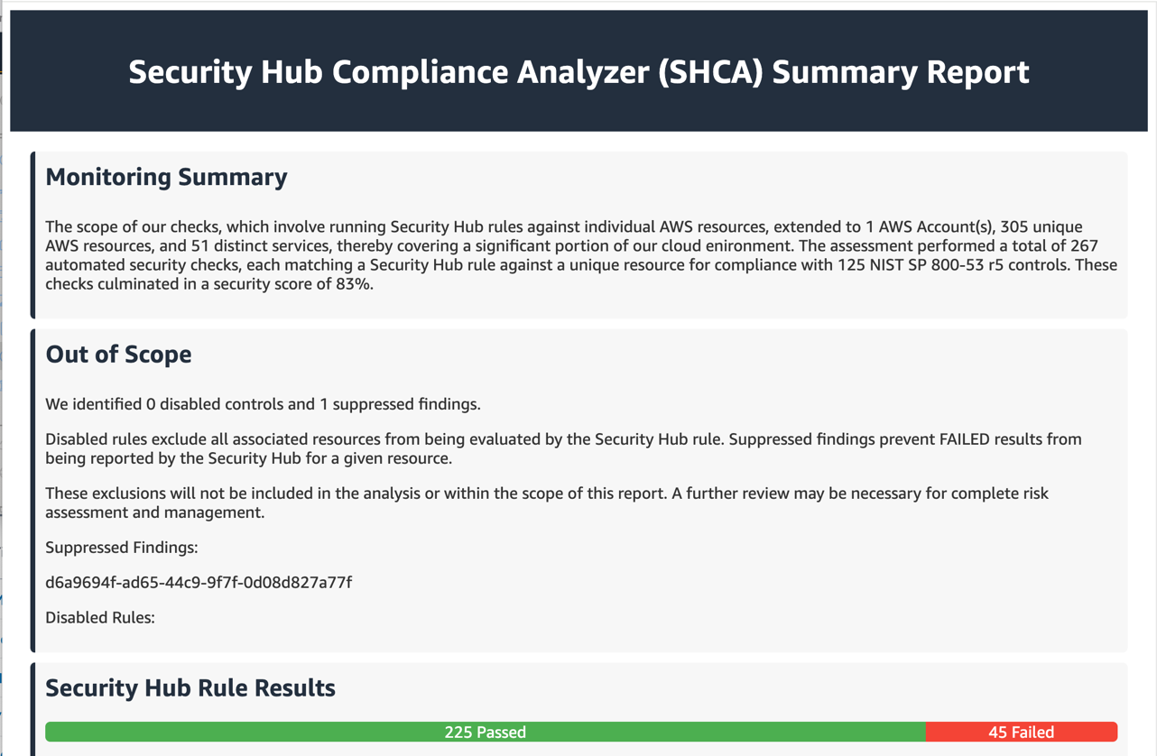 Figure 8: SHCA Summary Report