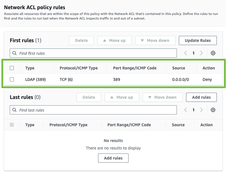 Figure 14: Review the outbound deny rule