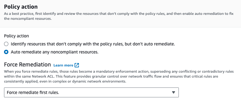 Figure 15: Configure the policy action