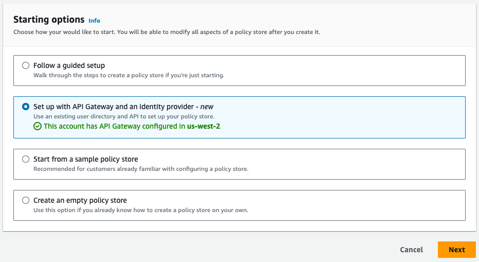 Figure 1: Starting options