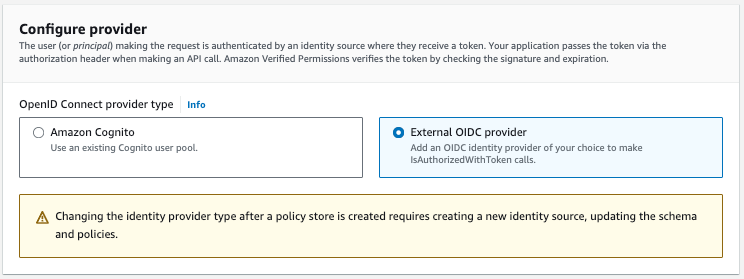 Figure 8: Choose External OIDC provider as identity source