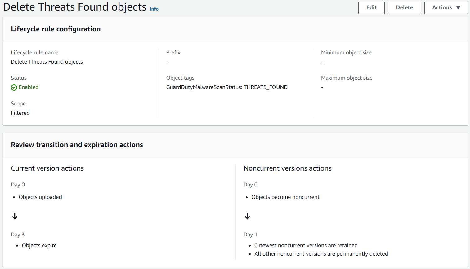 Figure 4: Tag based S3 lifecycle rule