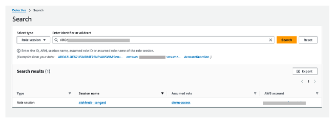 Figure 8: Results of an IAM role details search