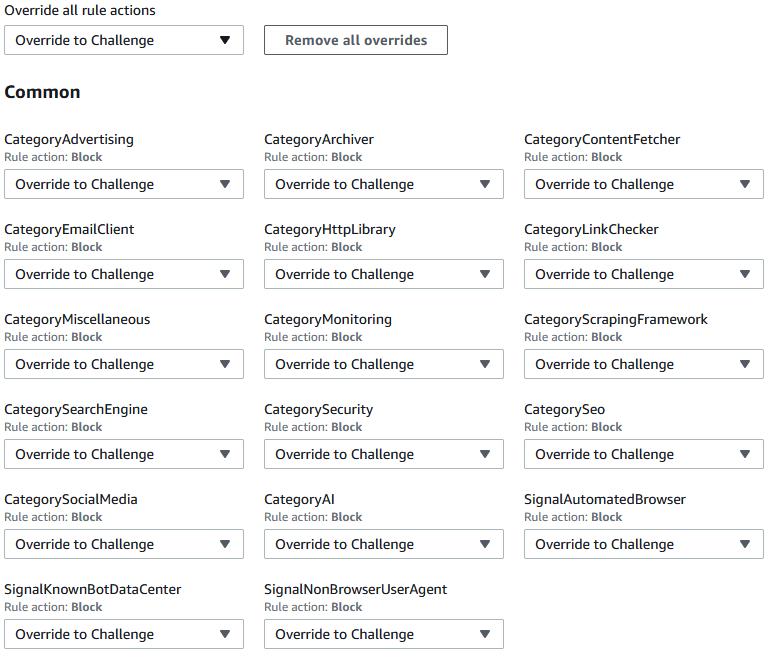 Figure 9: Set Bot Control actions