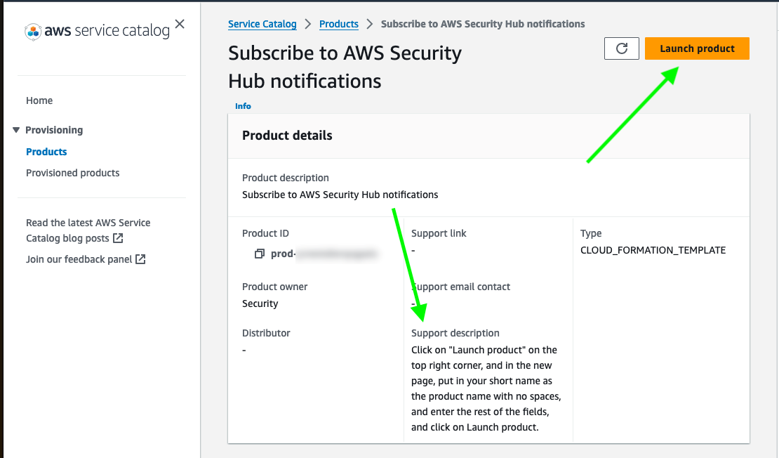 Figure 2: AWS Service Catalog product view