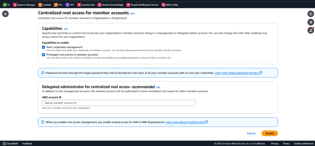 Figure 2: Enable root access management