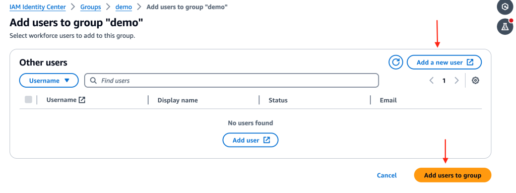 Figure 2: Assigning users to a group