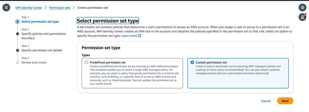 Figure 3: Selecting a permission set