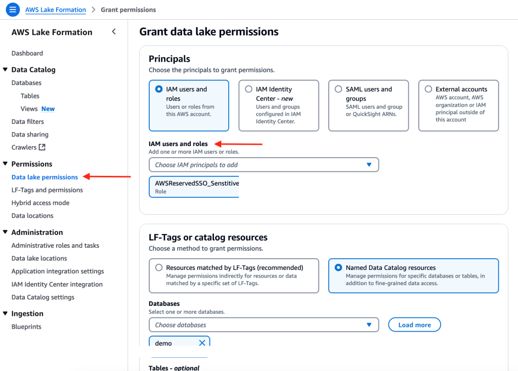 Figure 5: Select an IAM role and database