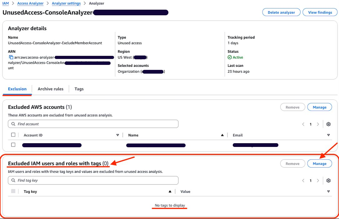 Figure 10: Configure exclusion of IAM roles using tag