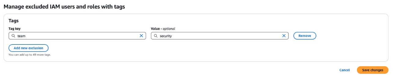 Figure 11: Add tag to exclude