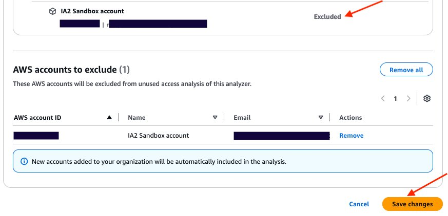 Figure 6: Verify that the account is excluded and save changes